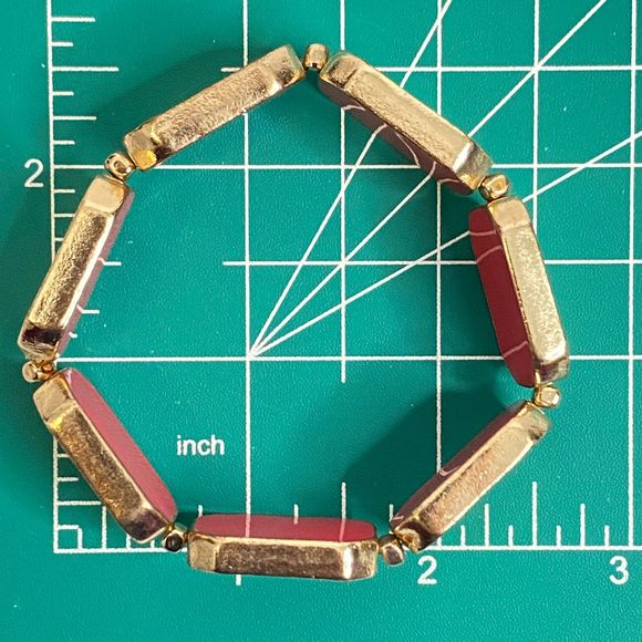 Yellow And Hot Pink Stretch Bracelet Swivel Segmented Rectangles - Picture 8 of 10